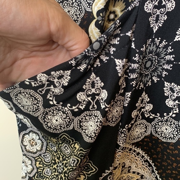 Signature Robbie Lee | Navy Elbow Sleeve Pocket Round Neck Graphic Print Dress L - Picture 9 of 17